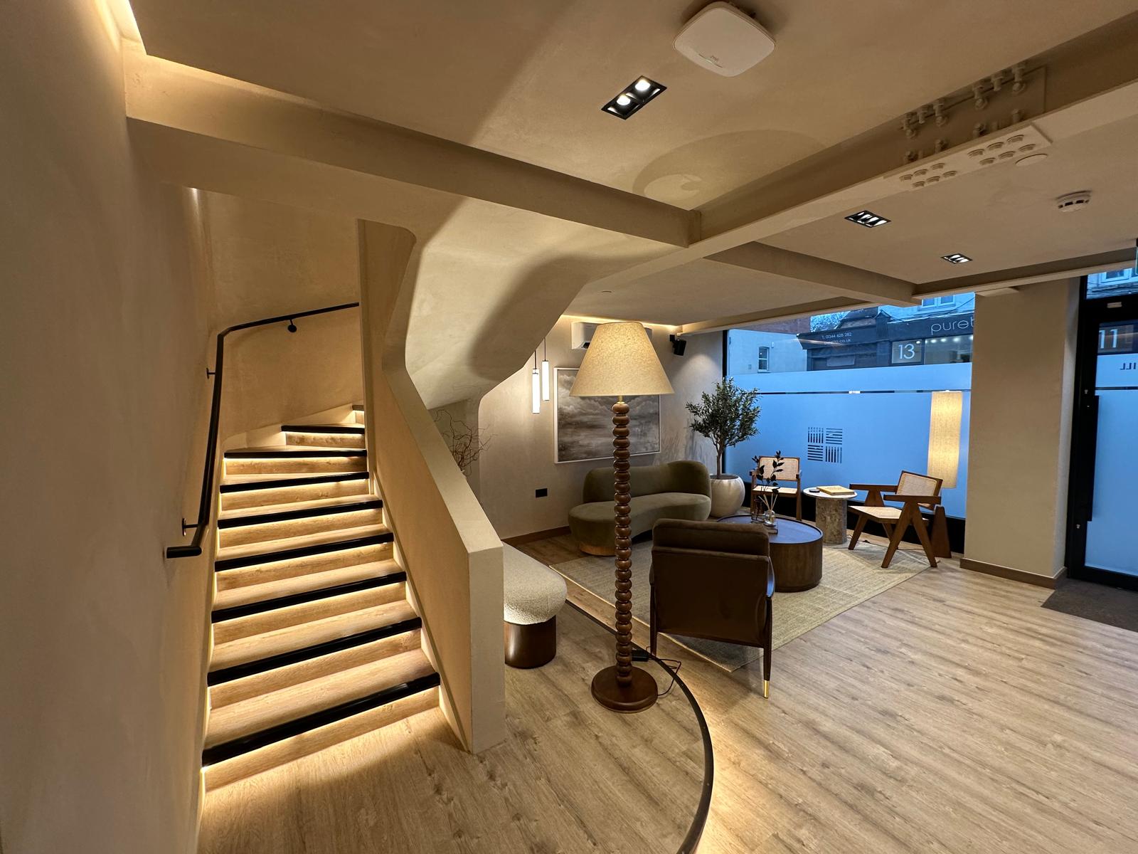 Sunninghill_Post_2_Stairs_2 Beautiful dental practice design of a waiting area